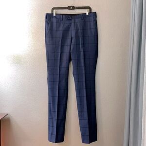 SUPER 150’s wool dress pants window pane black/navy superfine Australian wool